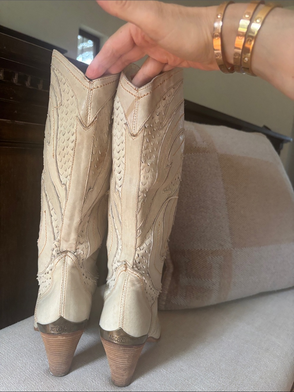 Vintage RobertCavalli  Decorative Stitch Western Boots - Picture 3 of 6